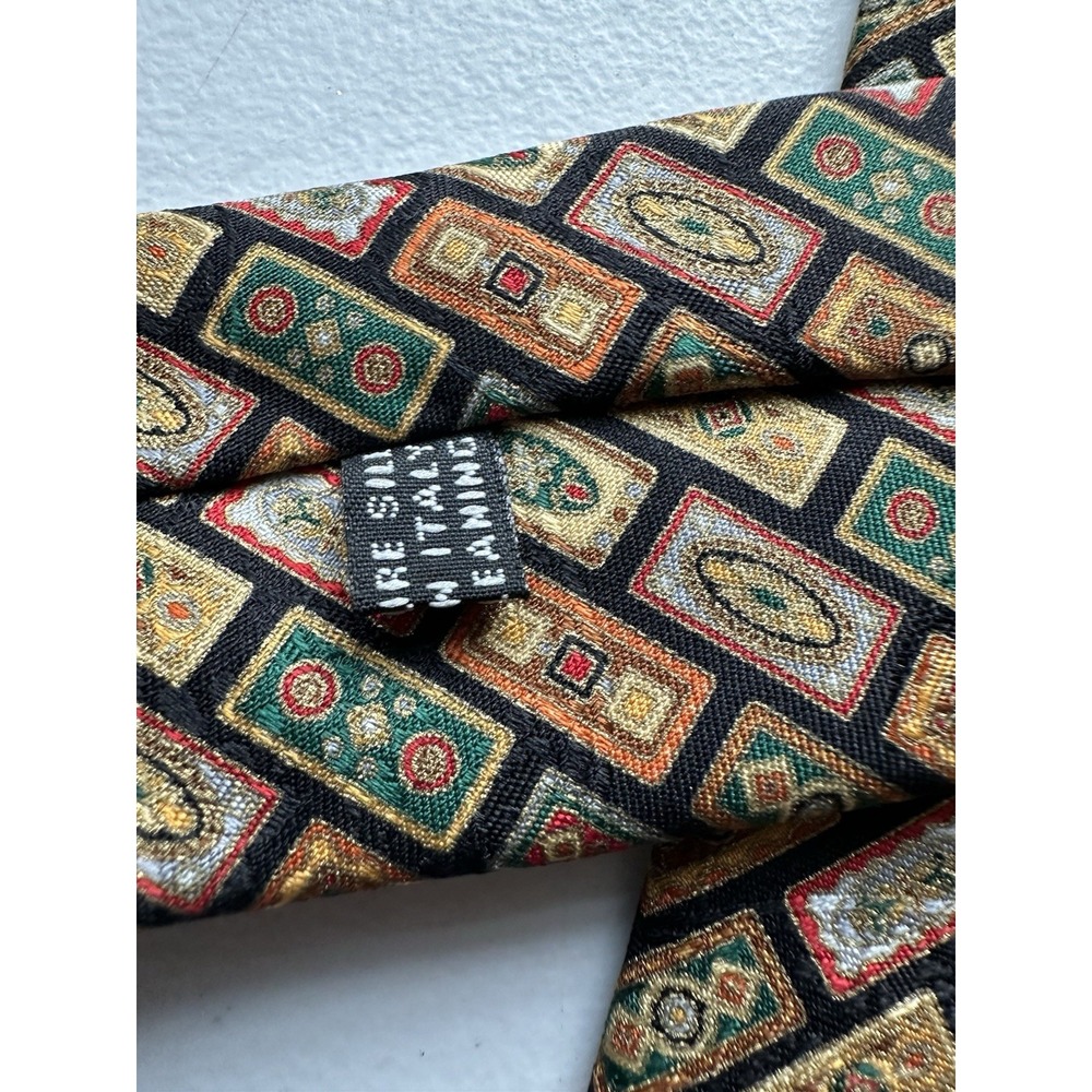 Stefano Ricci Black Geometric Boxes AOP Pure Silk Men’s Tie 4 Inch Width - Picture 5 of 6
